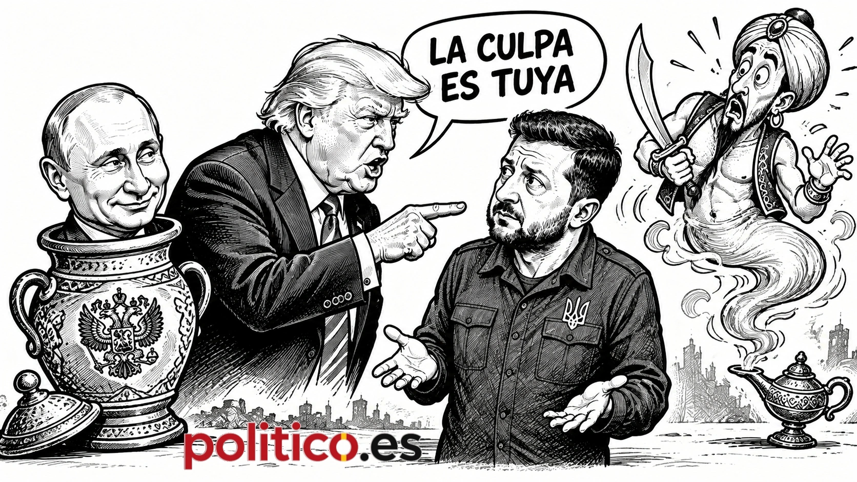 Caricatura Trump Zelenski - la culpa es tuya